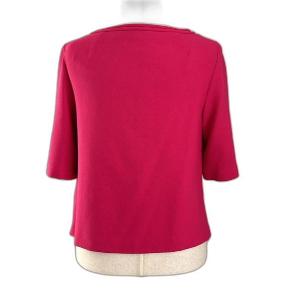 Trina Turk Women’s Wonderous Suiting Top Hot Pink Short Sleeve Size M - Picture 3 of 11